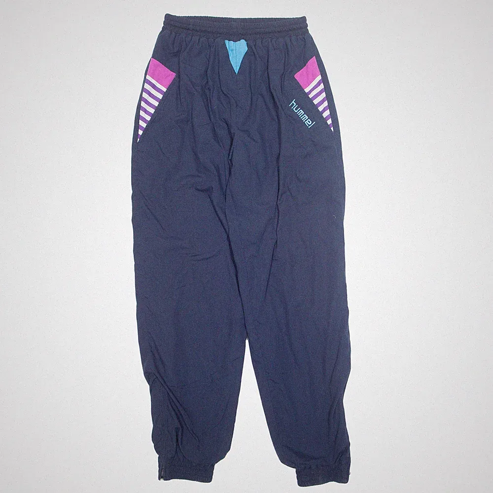Vintage HUMMEL Gefütterte Herren Trainingshose Blau 90er Verjüngt L W27 L31