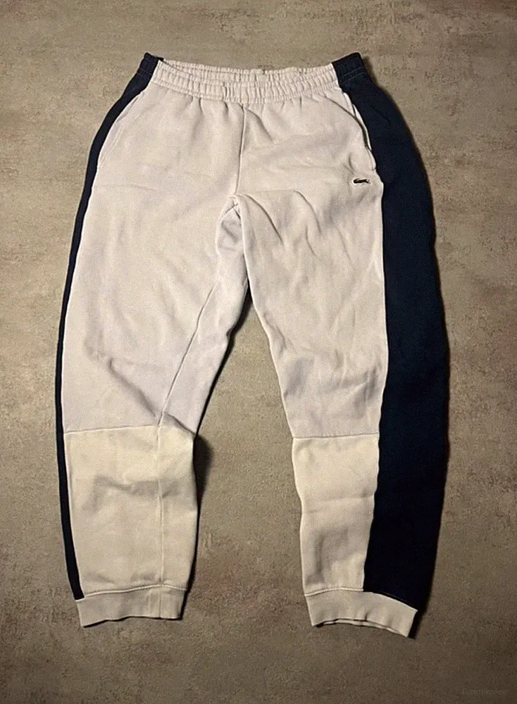 Vintage Lacoste Herren Jogginghose L Weiß/Blau Regular Fit Retro