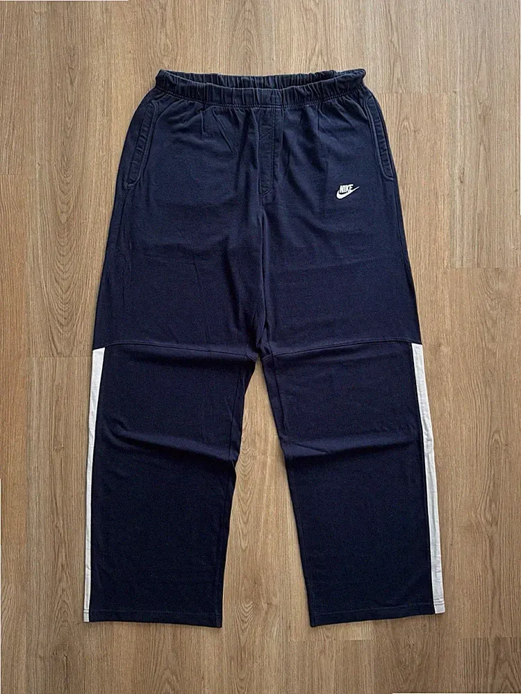 Vintage Nike Baggy Jogginghose XXL Navy Y2K Open Hem Sweatpants NSW Silver Tag
