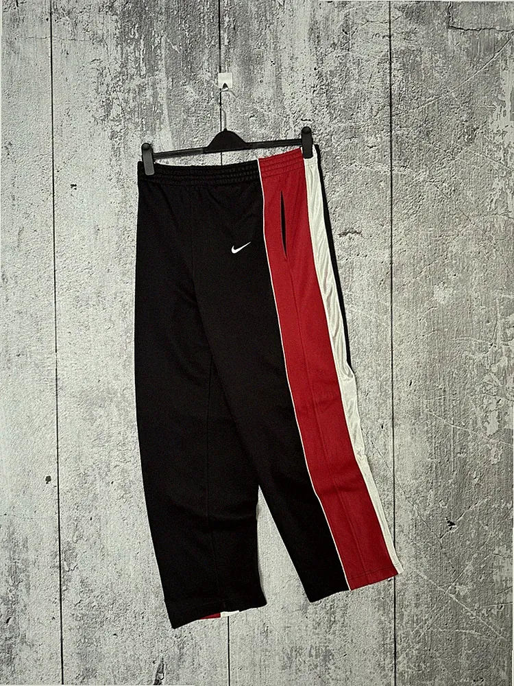 Vintage Nike Basketball Mesh Track Pants Baggy Wide Leg Stripe Sweatpants Size L