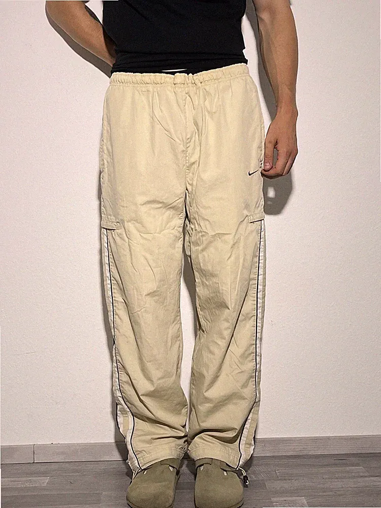 Vintage Nike Jogginghose Jogger Trackpants Baggy Hose Beige Gr XL
