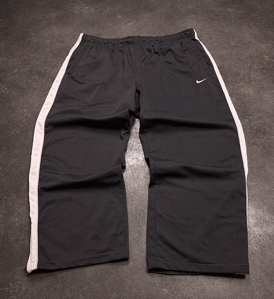 Vintage Nike Trackpants Jogginghose Baggy Wide Leg Open leg schwarz L Y2K
