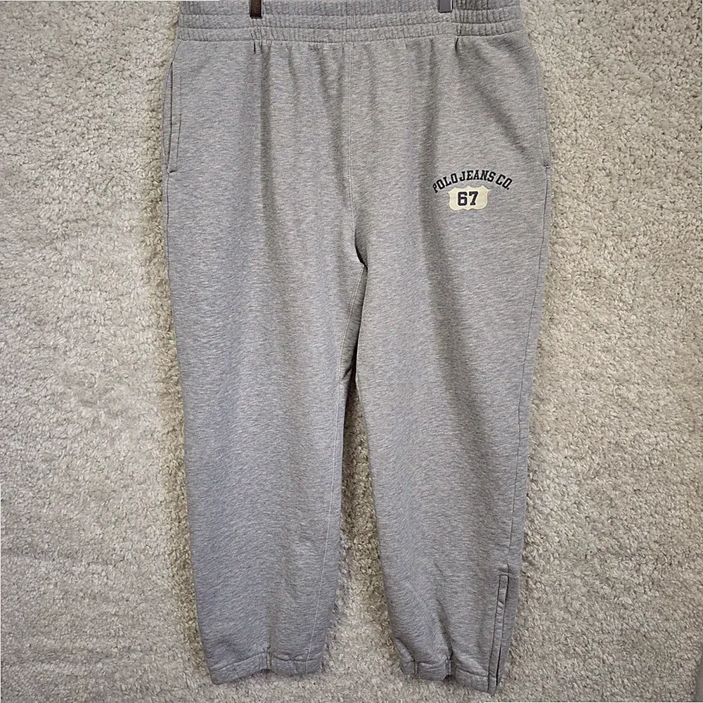 Vintage Polo Jeans Co Sweatpants Men XL Gray Ralph Lauren Side Zip Joggers