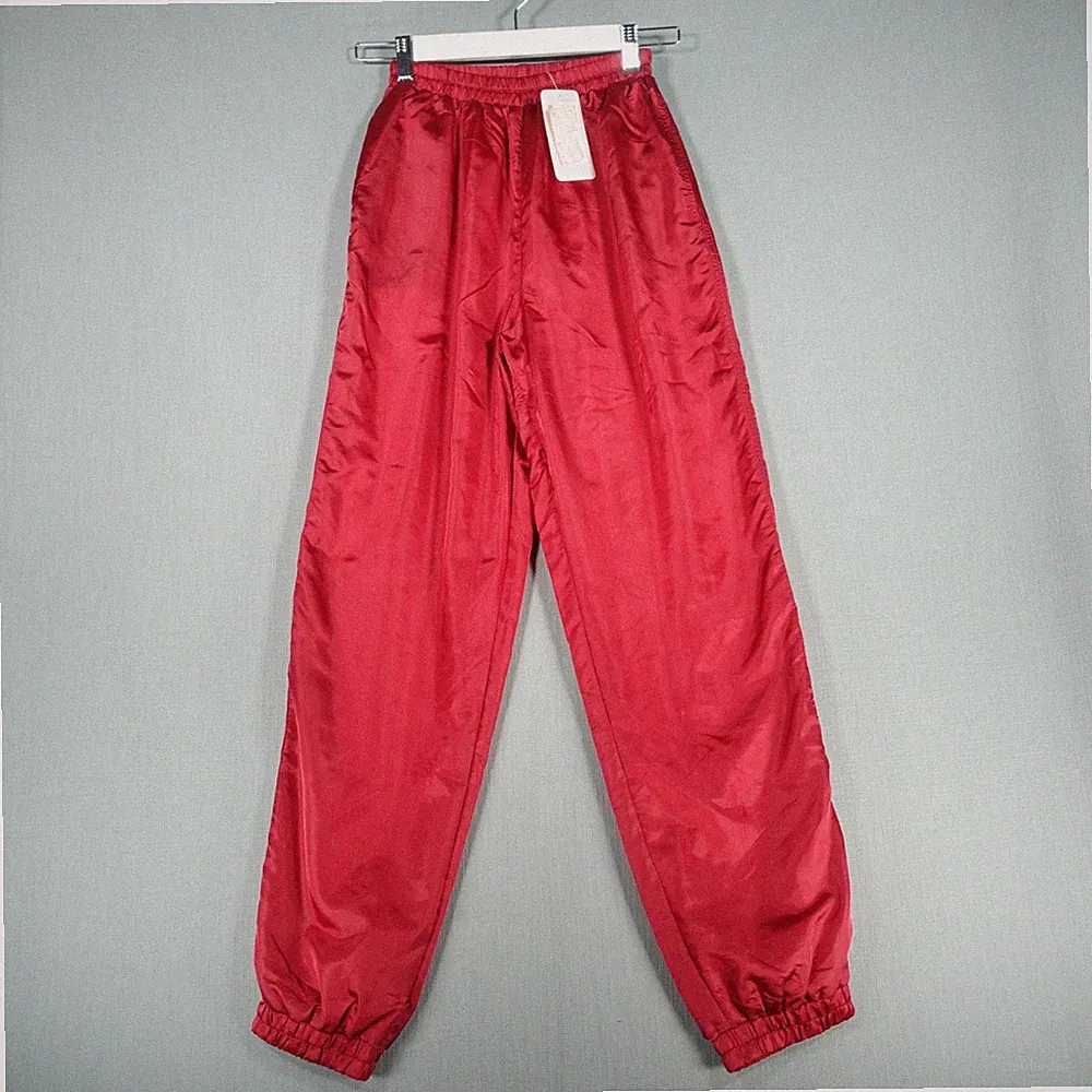 Vintage Valentino Sport Jogginghose Hose Damen 1 Rot Italienisch Satin Ellesse Hose