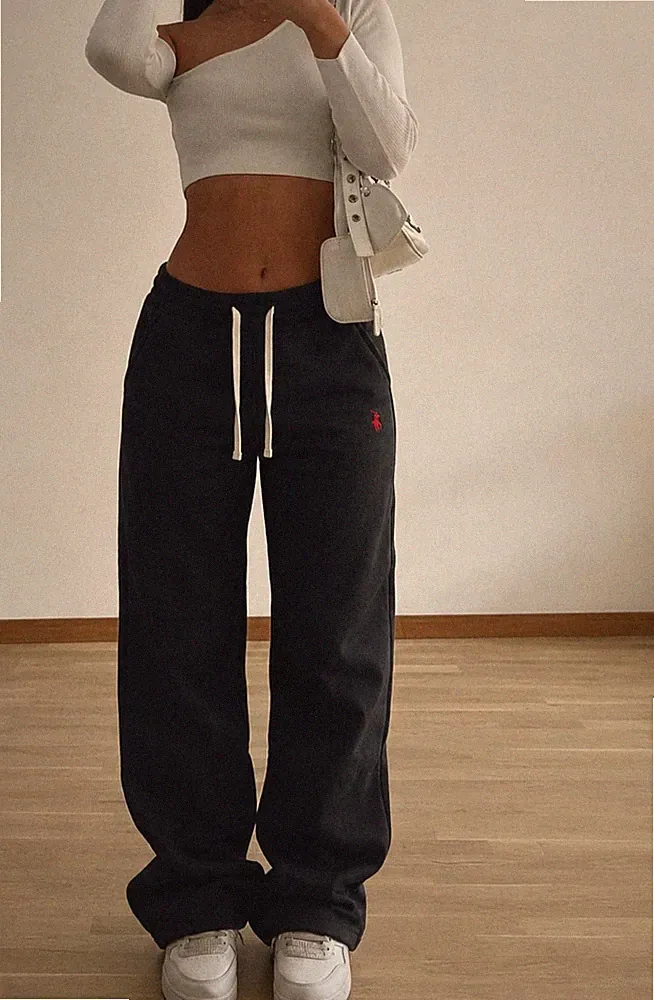 Vintage Y2K Polo Ralph Lauren Jogginghose Sweatpants Schwarz Red Pony