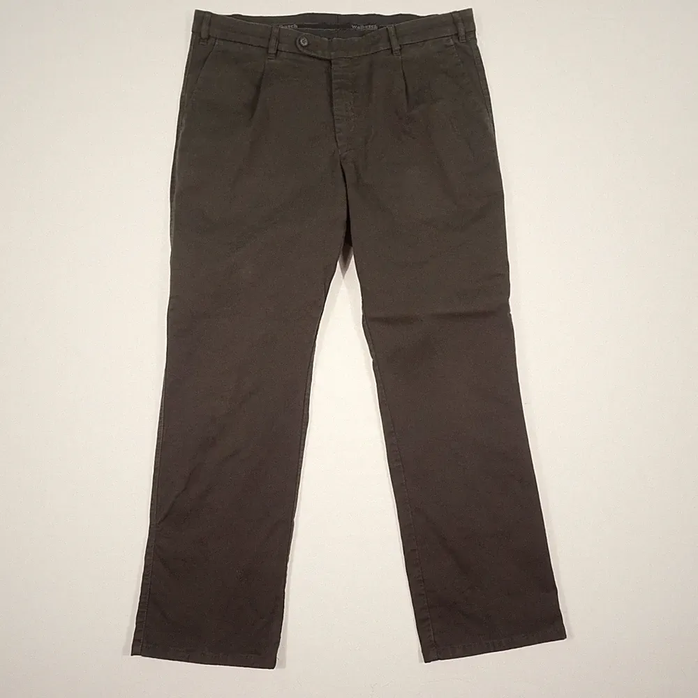 Walbusch Herren Thermo Chino Hose Gr. 26 Braun Baumwolle Regular Fit Business Ca