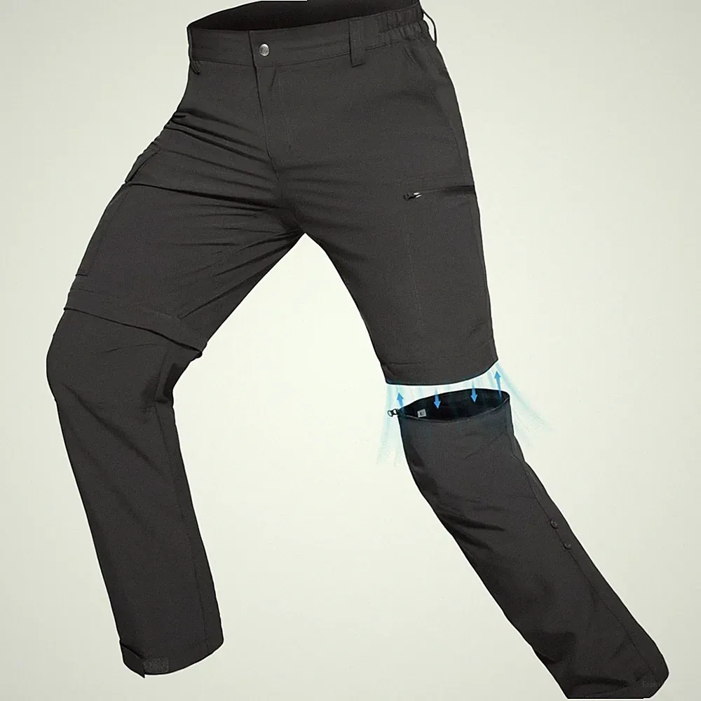 Wanderhose Herren Zip-Off Outdoor Softshellhose leicht atmungsaktiv Trekking...