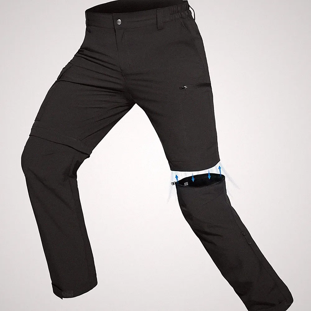 Wanderhose Herren Zip-Off Softshell Hose Outdoor atmungsaktiv leicht kurz
