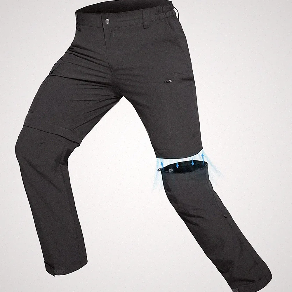Wanderhose Herren Zip-Off Softshell Hose Outdoor Trekking Nylon Spandex