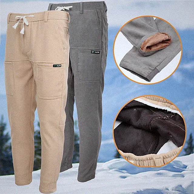 Warme Fleece Hose Herren Camping Jogging High Waist Straight Fit Relaxed Fit Trendy