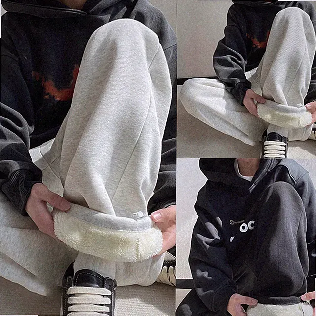 warme Plüsch Jogginghose dicke lockere Passform gerade Winterhose für