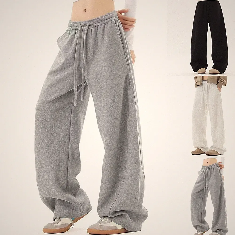 Weites Bein Jogginghose Kordelzug Jogger Oversize Schnitt Polyesterstoff Unisex