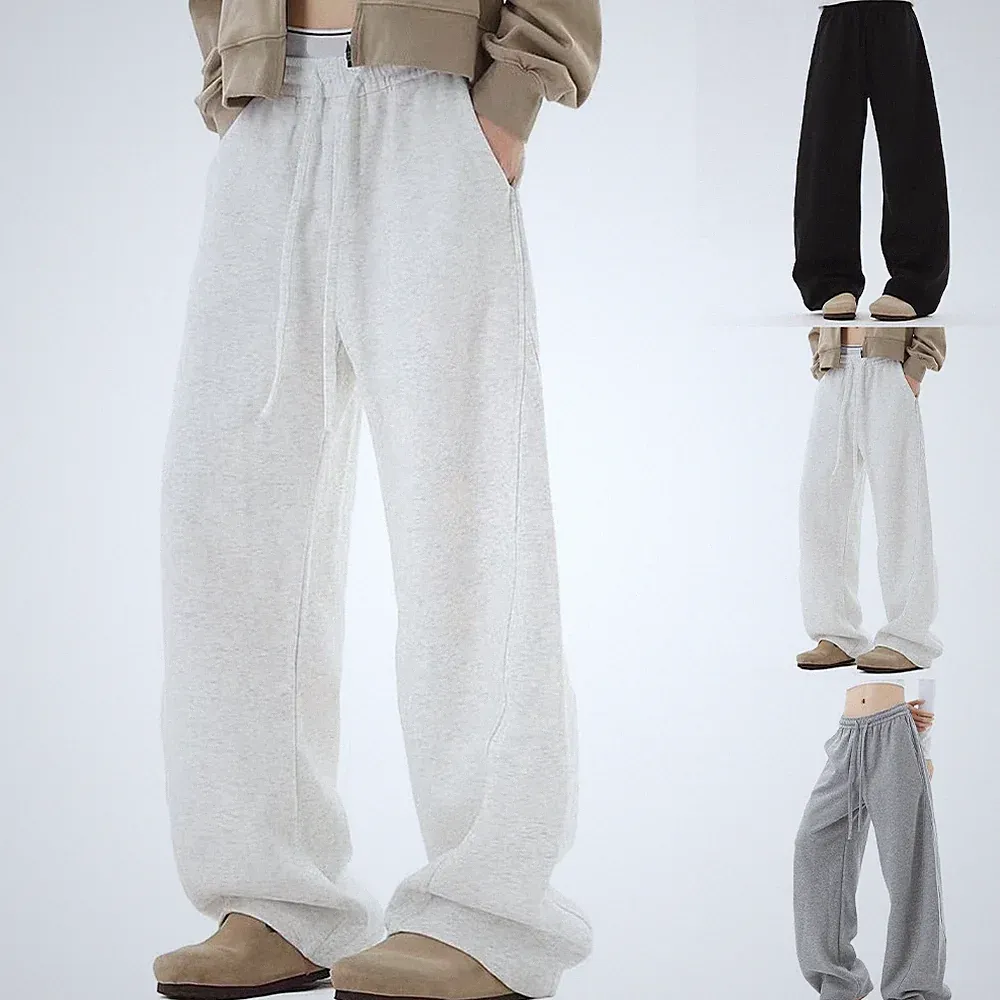 Weites Bein Polyester Jogginghose Herren Damen Oversize Baggy Kordelzug Hose