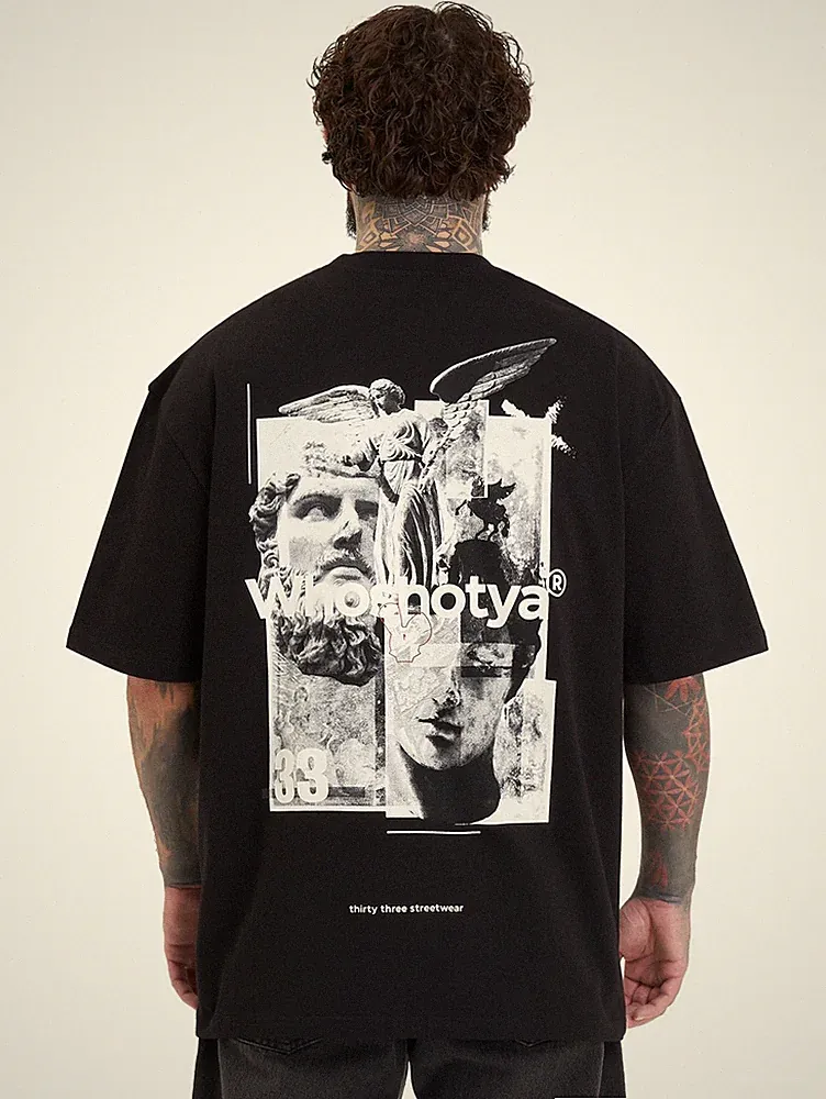 Whoshotya Ethereal Oversize T-Shirt Schwarz Herren Kurzarm