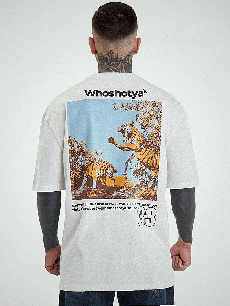 Whoshotya Feralith Oversize T-Shirt Weiß Kurzarm Herren
