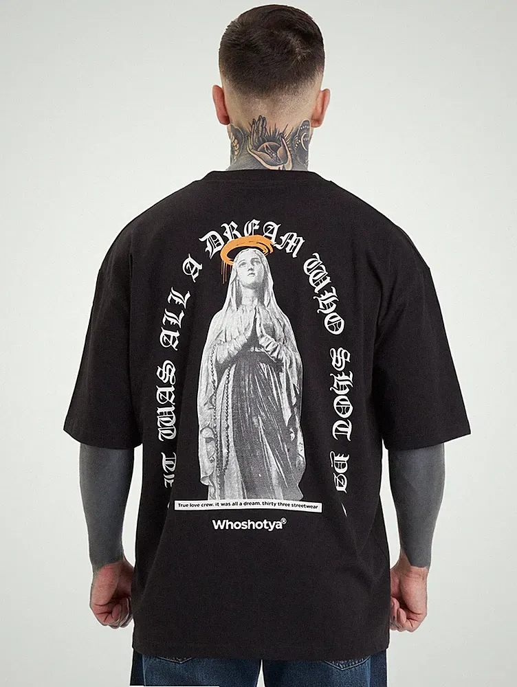 Whoshotya Matria Oversize T-Shirt Schwarz Herren Kurzarm