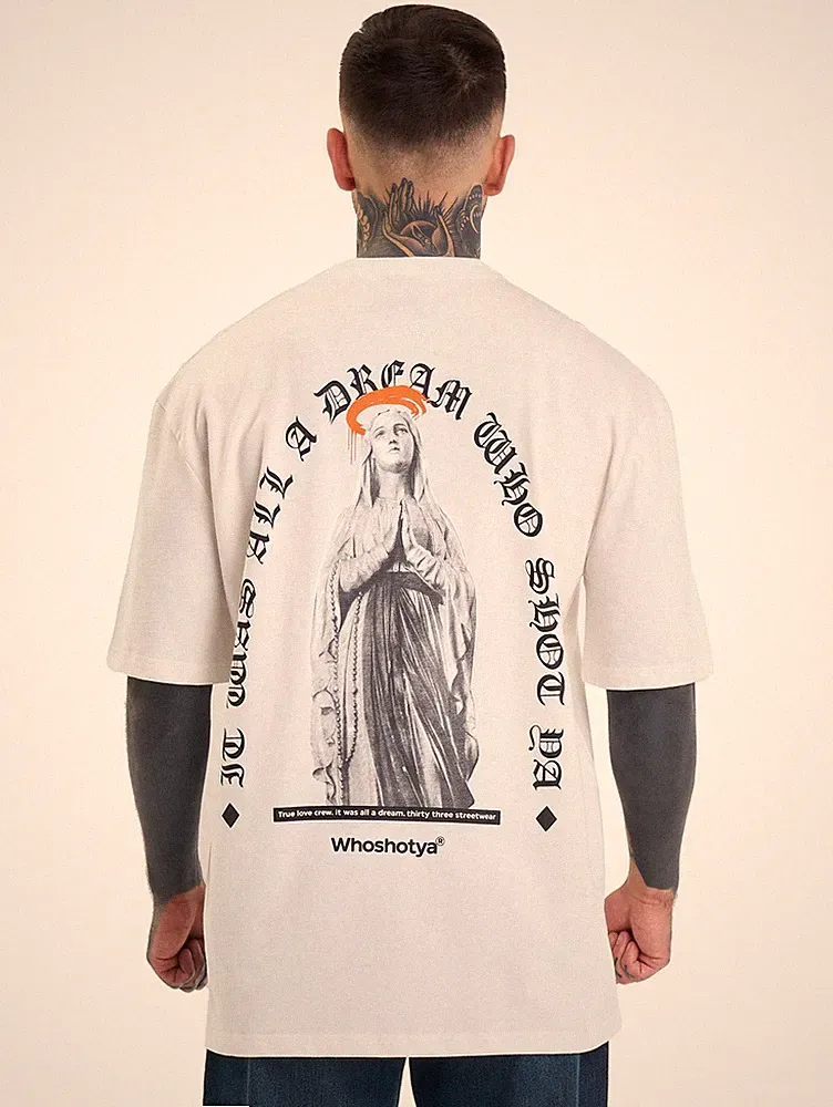 Whoshotya Matria Oversize T-Shirt Weiß Herren Kurzarm