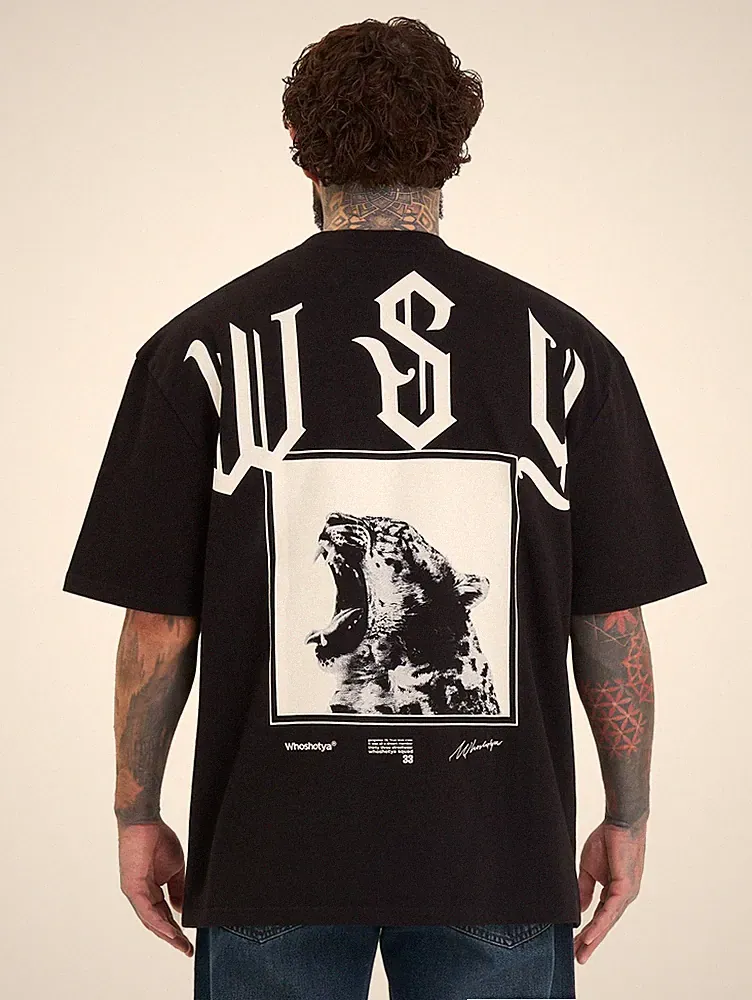 Whoshotya Swiftclaw Oversize T-Shirt Schwarz Kurzarm Herren