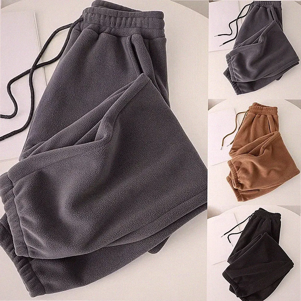 Winter für freizeit Jogginghose für Herren doppelseitige Fleece Kordelzug Hose