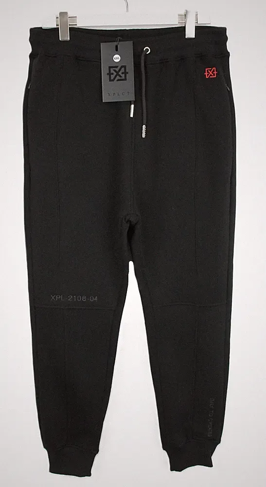 XPLCT Studios Hose Herren 2XL Schwarz Schnüre Jogginghose Vorne Saum