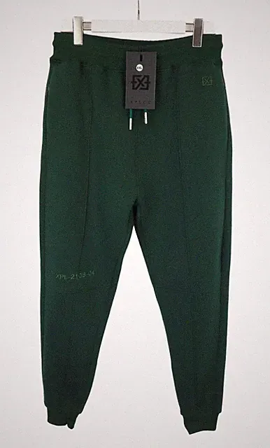 XPLCT STUDIOS Jogginghose Herren 3XL Fleece Besticktes Logo Baumwolle Grün