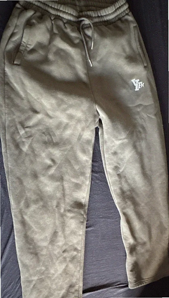 YFM Jogginghose Herren Baggy Fit Olivgrün L mit elastischem Bund gerades Bein