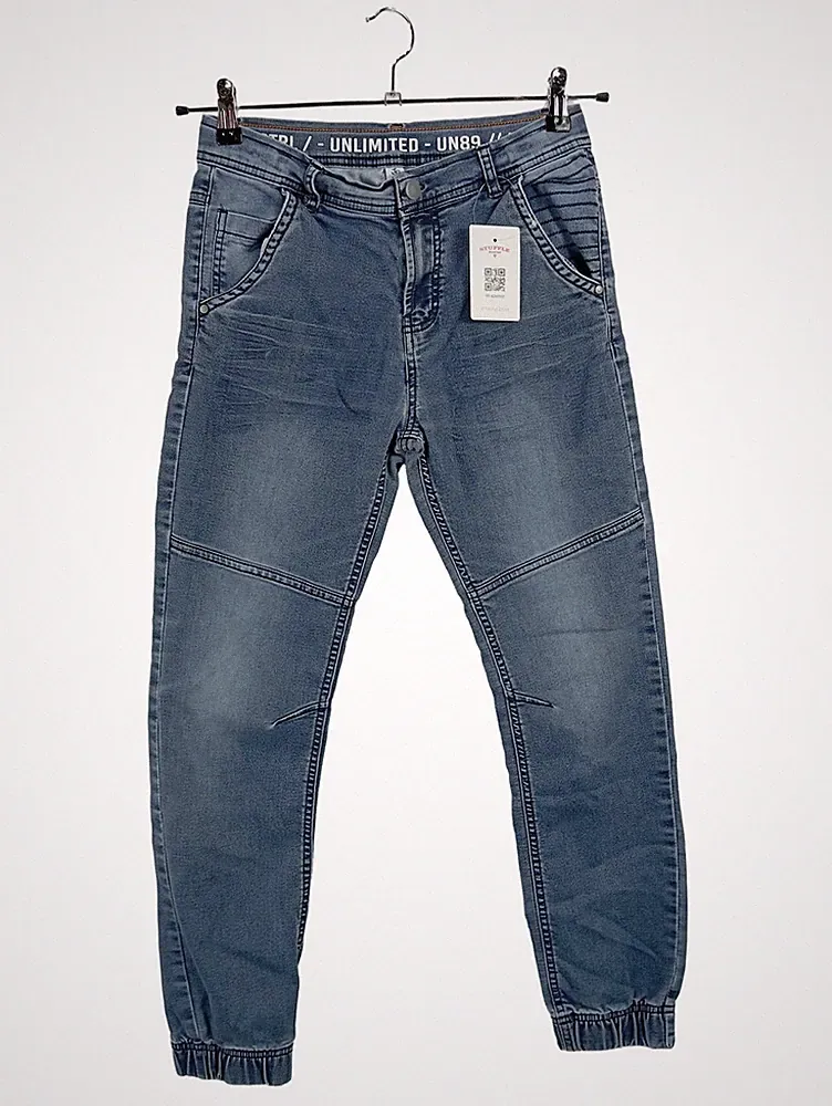YIGGA Kinder Jogginghose Jeans Optik Gr. 158 Blau Casual Biker-Details
