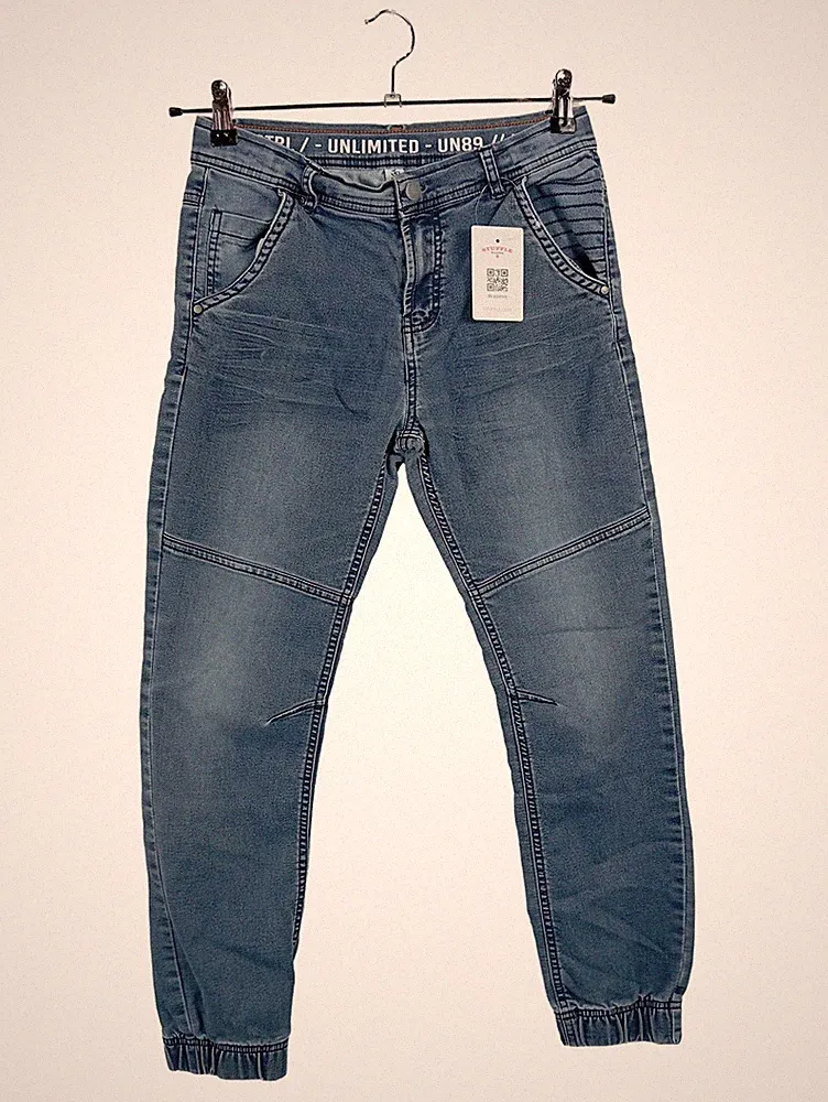 YIGGA Kinder Jogginghose Jeans Optik Gr. 158 Blau Casual Biker-Details