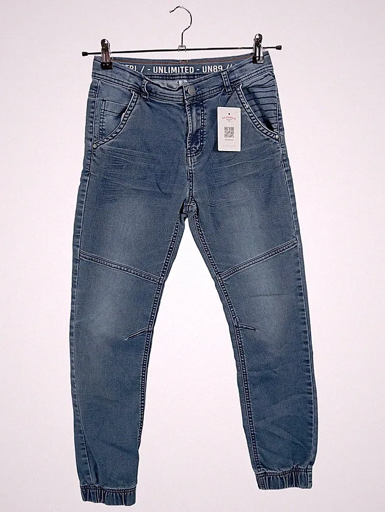 YIGGA Kinder Jogginghose Jeans Optik Gr. 158 Blau Casual Biker-Details
