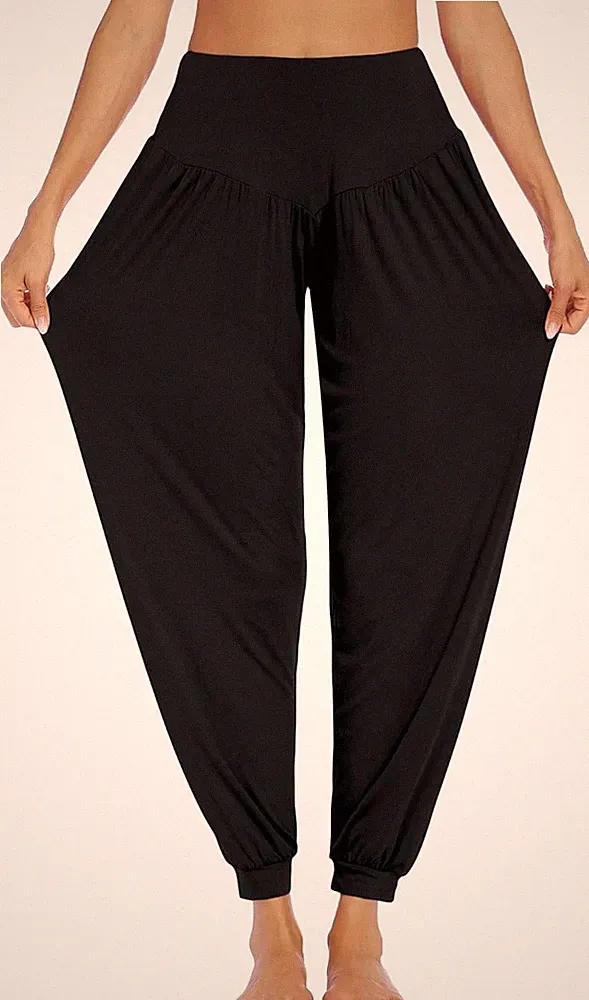 Yogahose Damen Lang Haremshose Sport Yoga Hose Curvy Jogginghose Oversize Pluder