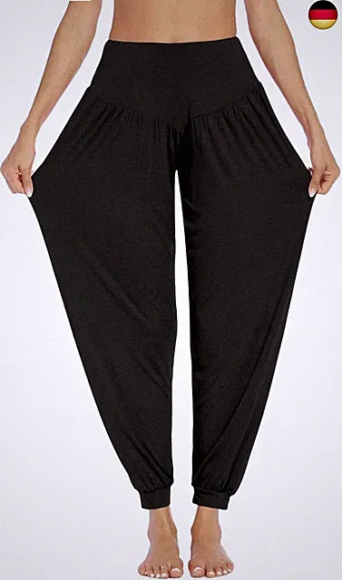 Yogahose Damen Lang Haremshose Sport Yoga Hose Curvy Jogginghose Oversize Pluder