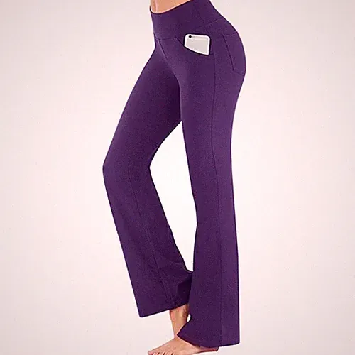 Yogahose Damen Weites Bein Bootcut Freizeit Fitnesshose Jogging Leggin Sporthose