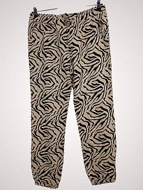 ZABAIONE Damen Jogginghose Zebra Muster Beige Gr. XL
