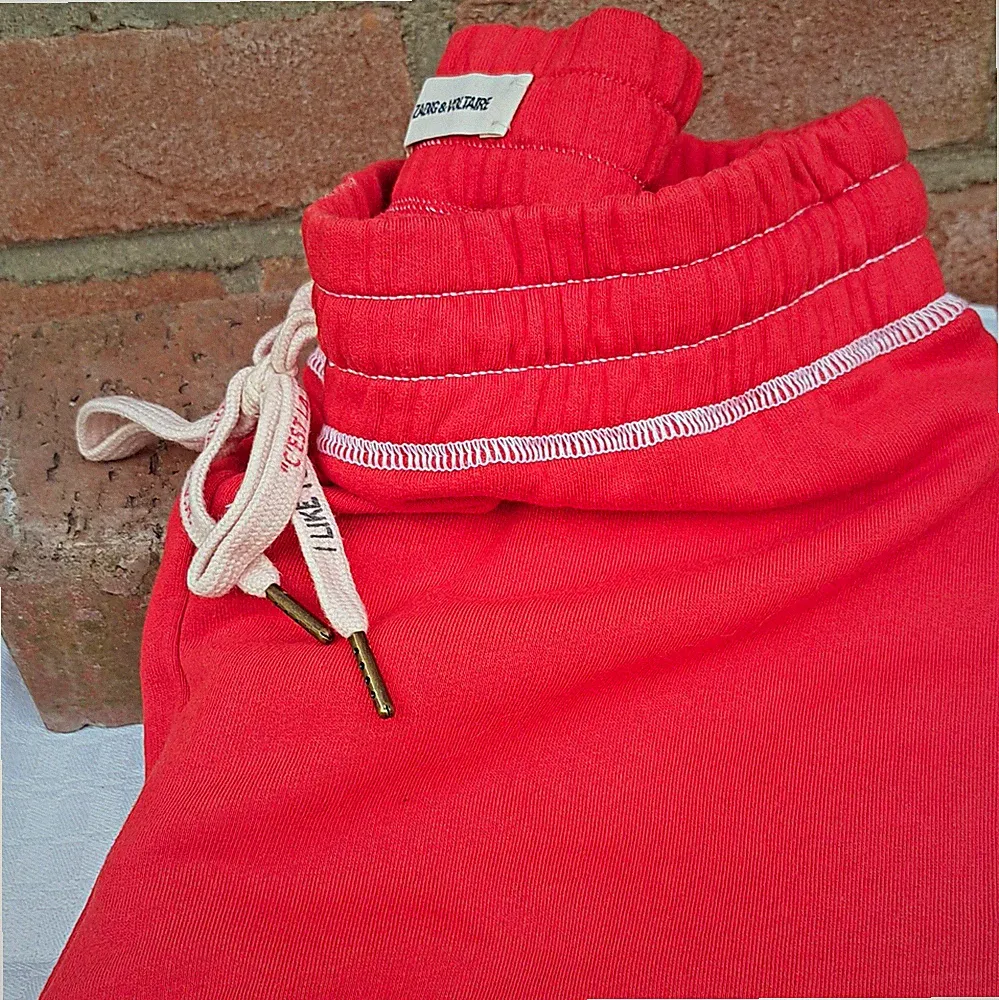 ZADIG & VOLTAIRE Sofia Jogginghose Damen Rot Baumwolle Fleece Kordelzug L
