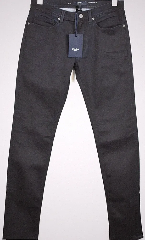 Zapa Schmale Herren Chinohose Tapered Slim Fit Dunkelblau W30 Reißverschluss