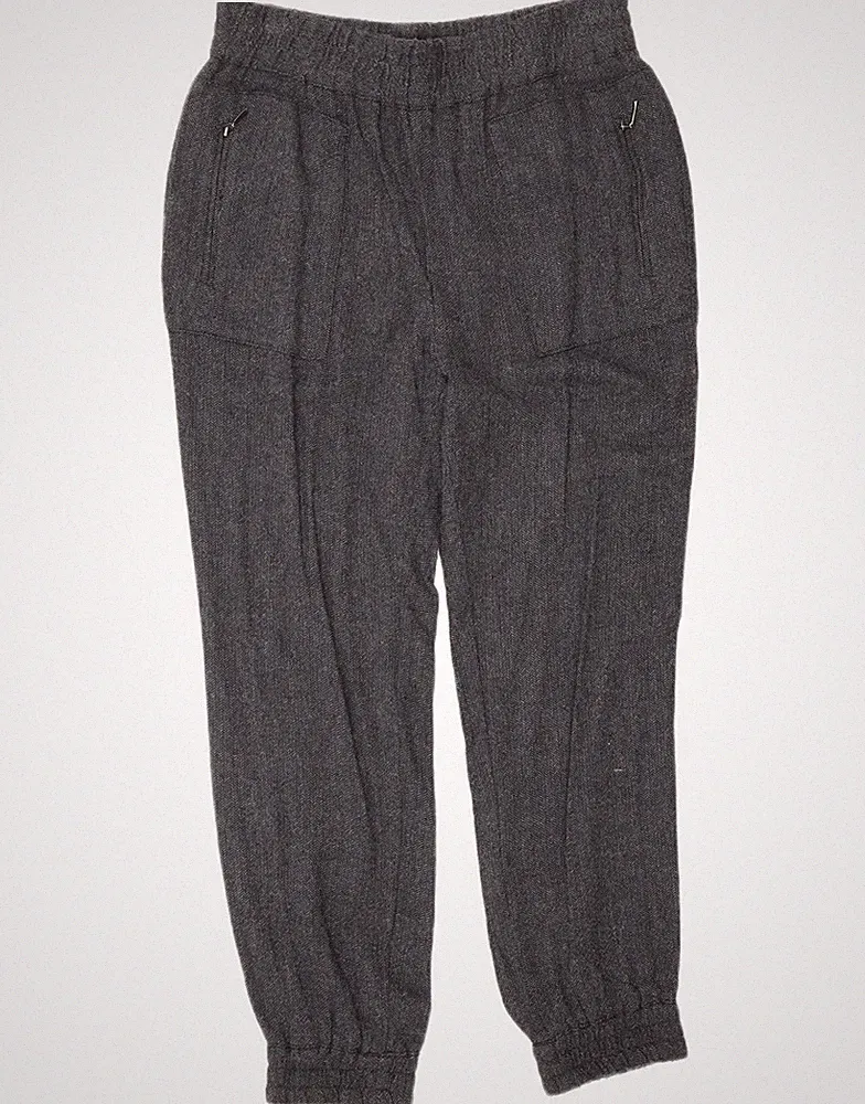 Zara Damen Jogginghose Hose Medium W28 L27 dunkelblau Fischgrät Viskose YH04