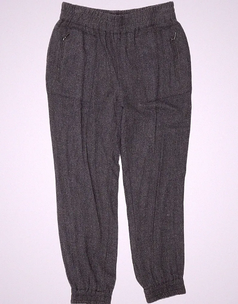 Zara Damen Jogginghose Hose Medium W28 L27 dunkelblau Fischgrät Viskose YH04