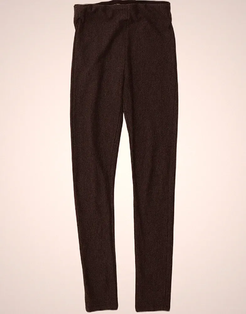 ZARA Damen Leggings UK 14 mittelgrau Fischgrät Viskose CD04