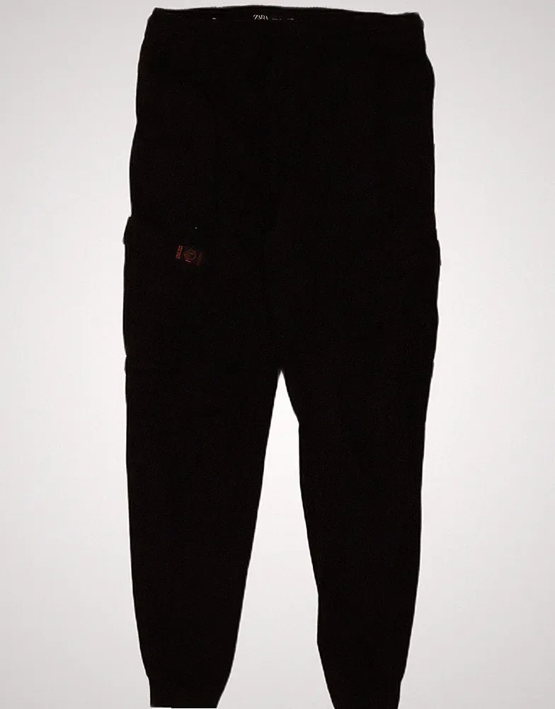 Zara Herren Jogginghose Cargo Hose Medium W30 L27 Schwarz Baumwolle AL11