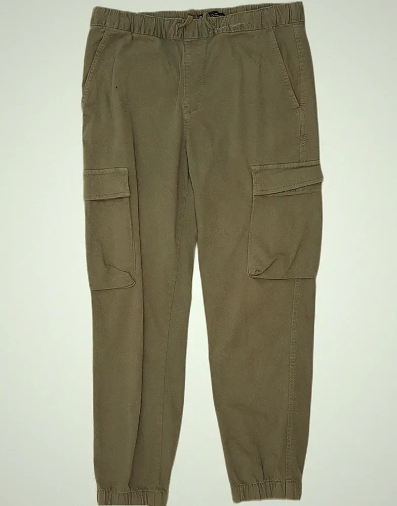 Zara Herren Jogginghose Cargo Hose Medium W32 L26 Khaki IH04