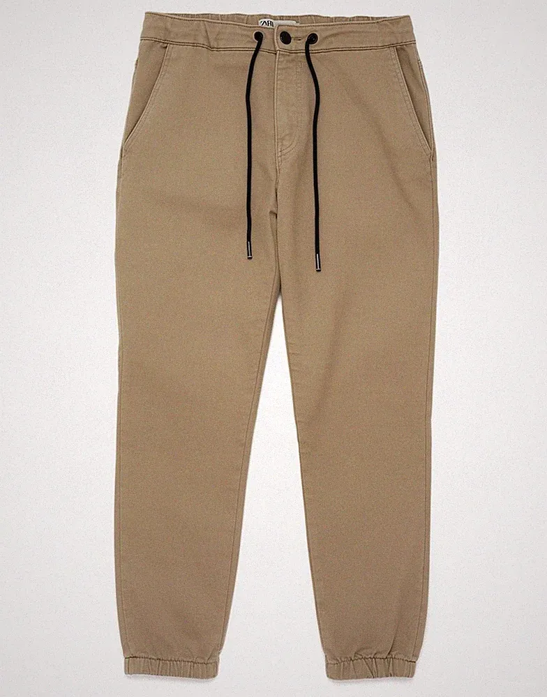 Zara Herren Jogginghose Chino Hose EU 40 Medium W31 L27 Khaki Baumwolle EI27
