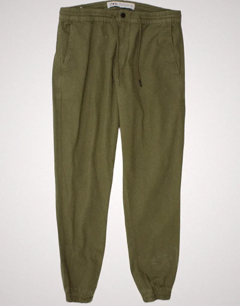 Zara Herren Jogginghose Chino Hose Medium W31 L28 Khaki Baumwolle DX38