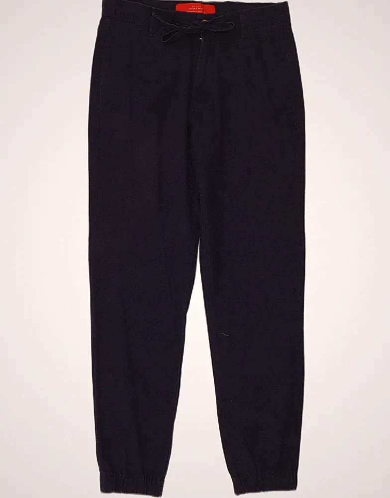 ZARA Herren Jogginghose Chino Hose Small W28 L28 dunkelblau Baumwolle BY06