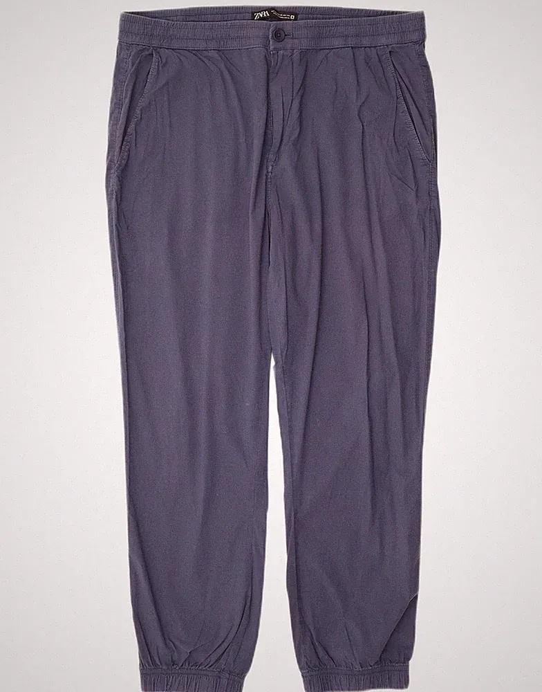 Zara Herren Jogginghose Chino Hose XL W34 L27 Blau Baumwolle AN16
