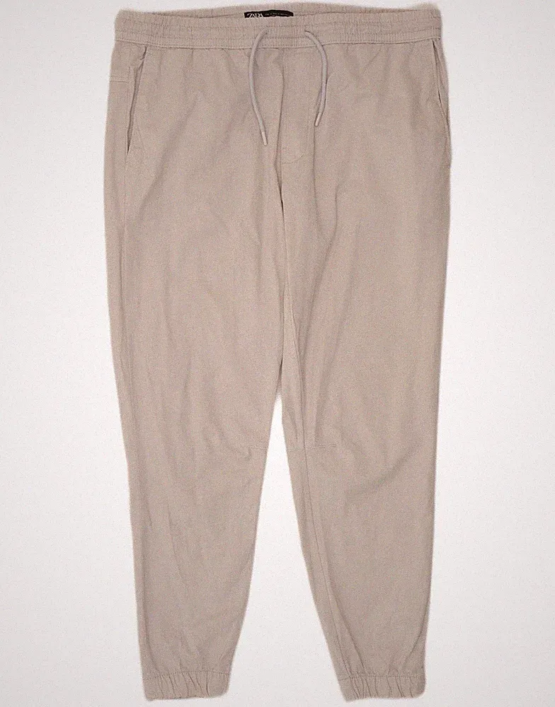 Zara Herren Jogginghose Chino Hose XL W38 L28 Beige Baumwolle EC41