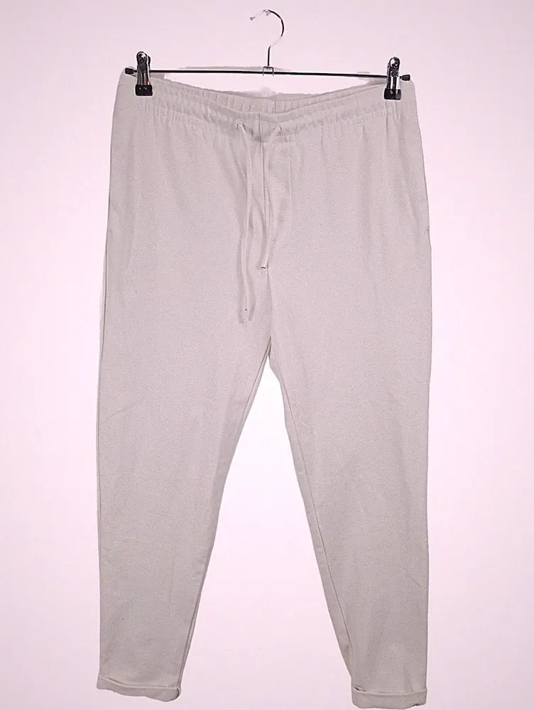 Zara Herren Jogginghose Gr. L Weiß Kordelzug Basic Freizeithose