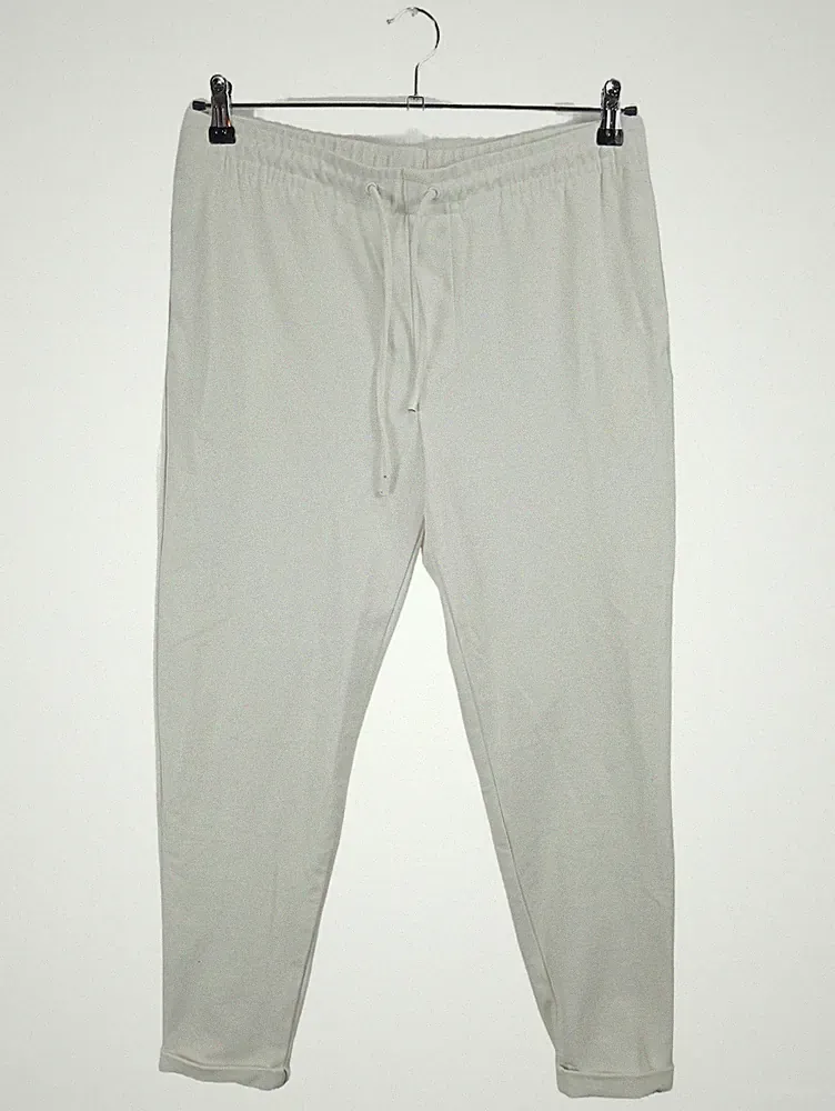 Zara Herren Jogginghose Gr. L Weiß Kordelzug Basic Freizeithose