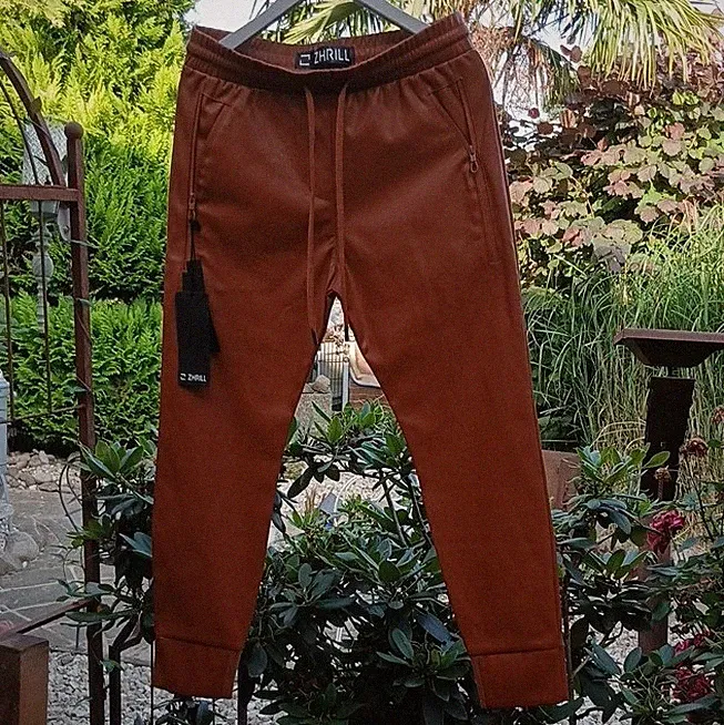ZHRILL Damen Jogginghose FABIA RUST Kunstleder Braun Gr. L Reißverschluss